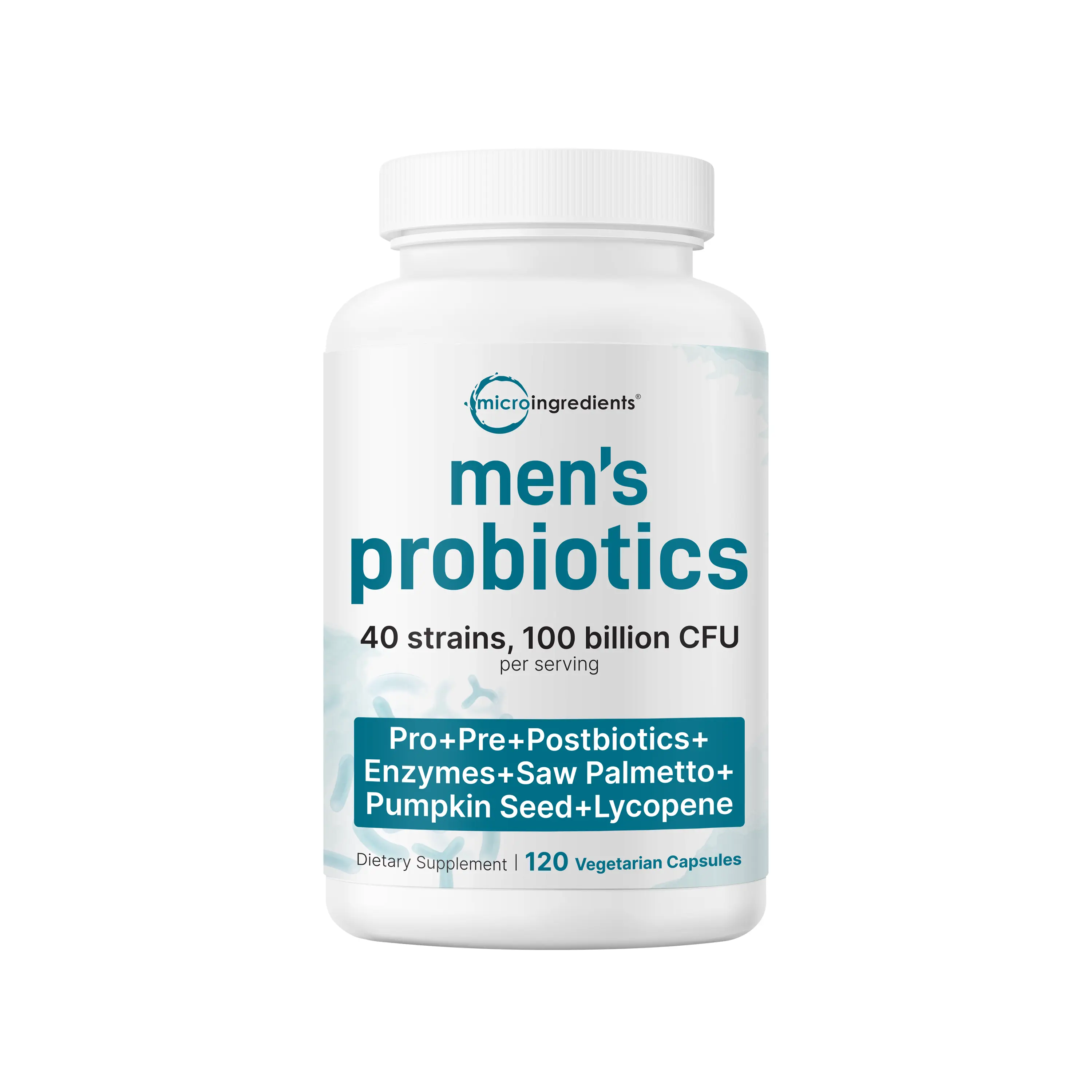 Micro Ingredients Men's Probiotics 40 strains 100 billion CFU, 120 Vegetarian Capsules Micro Ingredients Men's Probiotics 40 strains 100 billion CFU, 120 Vegetarian Capsules