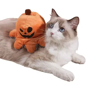 Reversible Pirate Octopus Plush Toy, Sound-Activated, Halloween Pumpkin Design, Chewing Toy for Cats and Dogs, Interactive Pet Toy