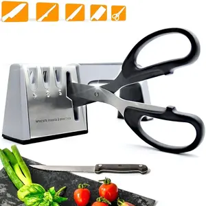 【Christmas 50％off】 4 Stage Knife Sharpener, 1 Count Manual Knife Sharpening Tool, Knife Sharpening Tool for Kitchen Knives, Scissors, Diamond & Ceramic Blades, Steel