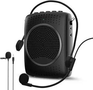 Ultra Portable Voice Amplifier Microphone and Speaker Set - Mini Speaker with 2 Microphones, Rechargeable Amp with Lavalier/Headset Mic for Teachers, Classroom, Tour Guides -S309