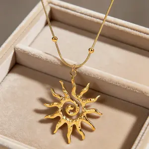 Minimalist Sun Pendant Titanium Steel Collection |   Versatile Necklace, Earrings & Ring for Daily Outfits