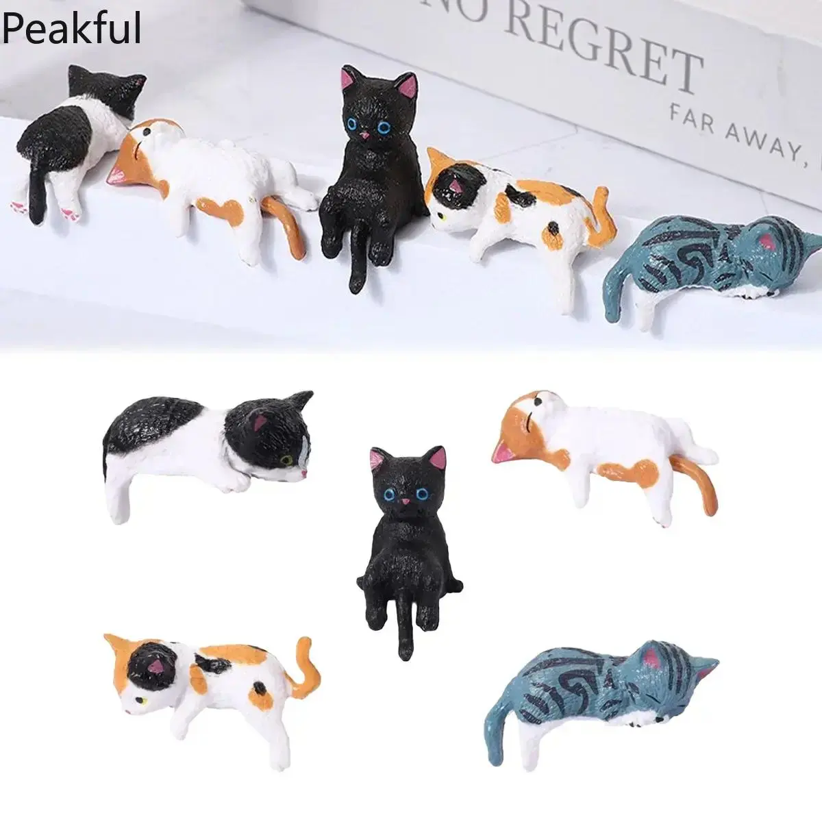5Pcs Cute Cat Figurine Set, Trending Multi-scene Cartoon Mini Ornaments, Adorable Decor for Car Dashboard & Refrigerator, compact size & vivid modeling, sturdy material, perfect for vehicle interior, desk, computer monitor and daily room styling