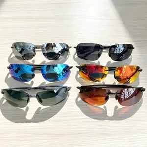 Unisex Ultralight Half-Rimless Wrap Sunglasses, Multiple Mirror & Solid Tint Lenses, Flexible Temple, Outdoor Travel Fashion Eyewear for Men