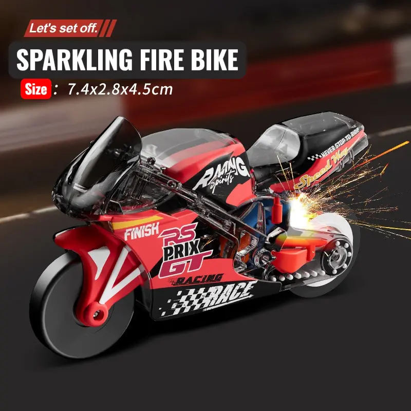 Mini Motorcycle Toy Keychain, Inertia Stunt Bike Toy, Battery-Free Pocket Toy, STEM Fidget Gift for Kids Boys Girls