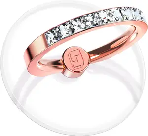 Transparent Phone Ring Holder 2 count, Clear Cell Phone Ring Holder with , Finger Grip 360Rotation Compatible with  of The Phones, Tablet and Case (Rose )