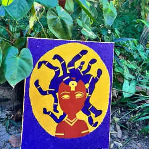 African Medusa Purple & Gold Glitter Painting