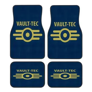 4pcs Fallout Vault Tec Video Game Style Pattern Car Mats, Universal Non-Slip Floor Mats, Easy to Clean, Pet-Friendly Car Accessories, Suitable for Front and Rear Vehicle Use
