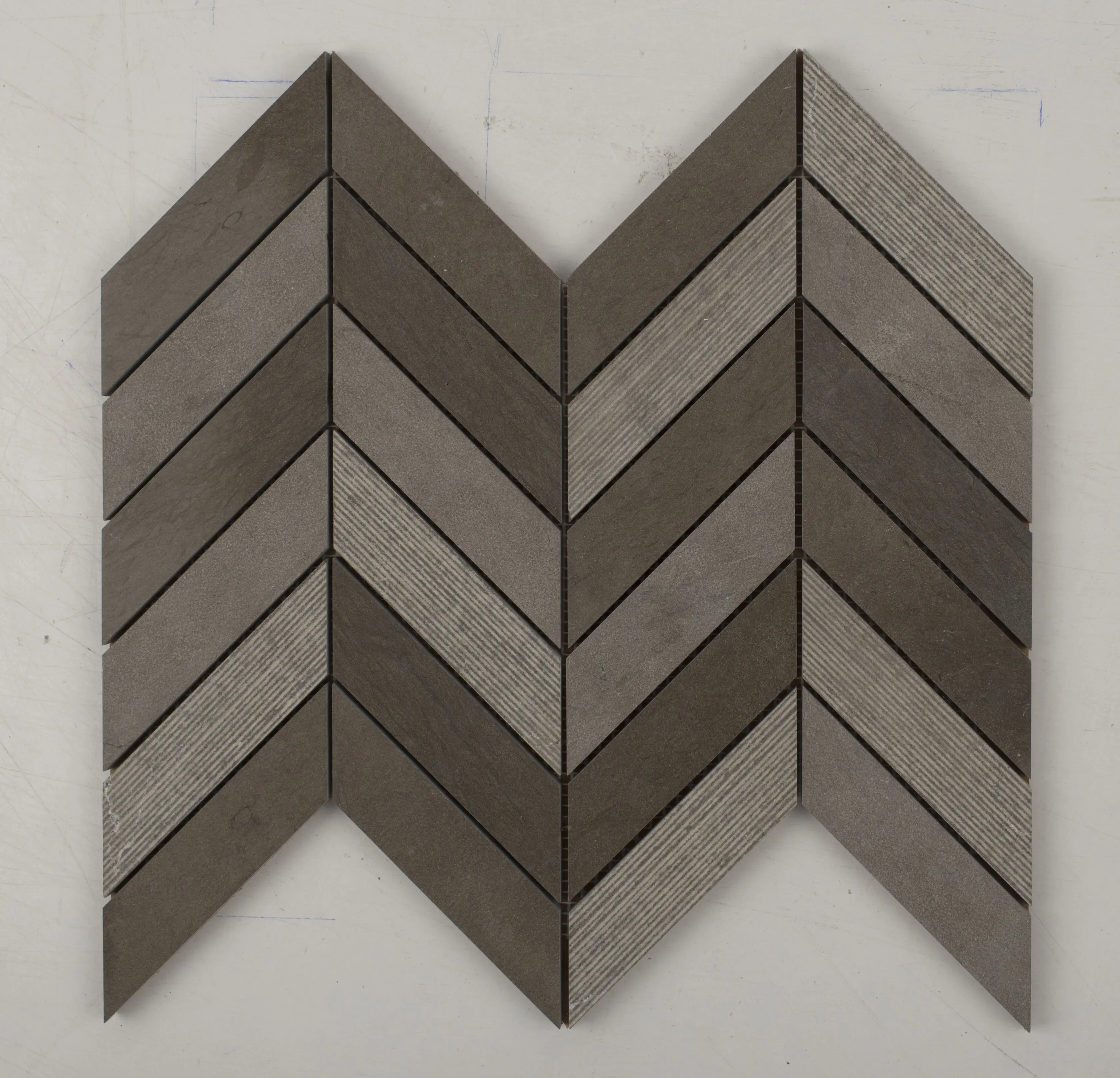 Foussana Grey Chevron Limestone Mosaic Tile