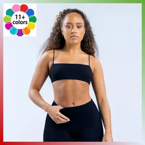 Strappy Bra Bandeau style with new and improved straps  Soft-touch  White logo front centre  Medium support  Removable bra pads  seamless bra