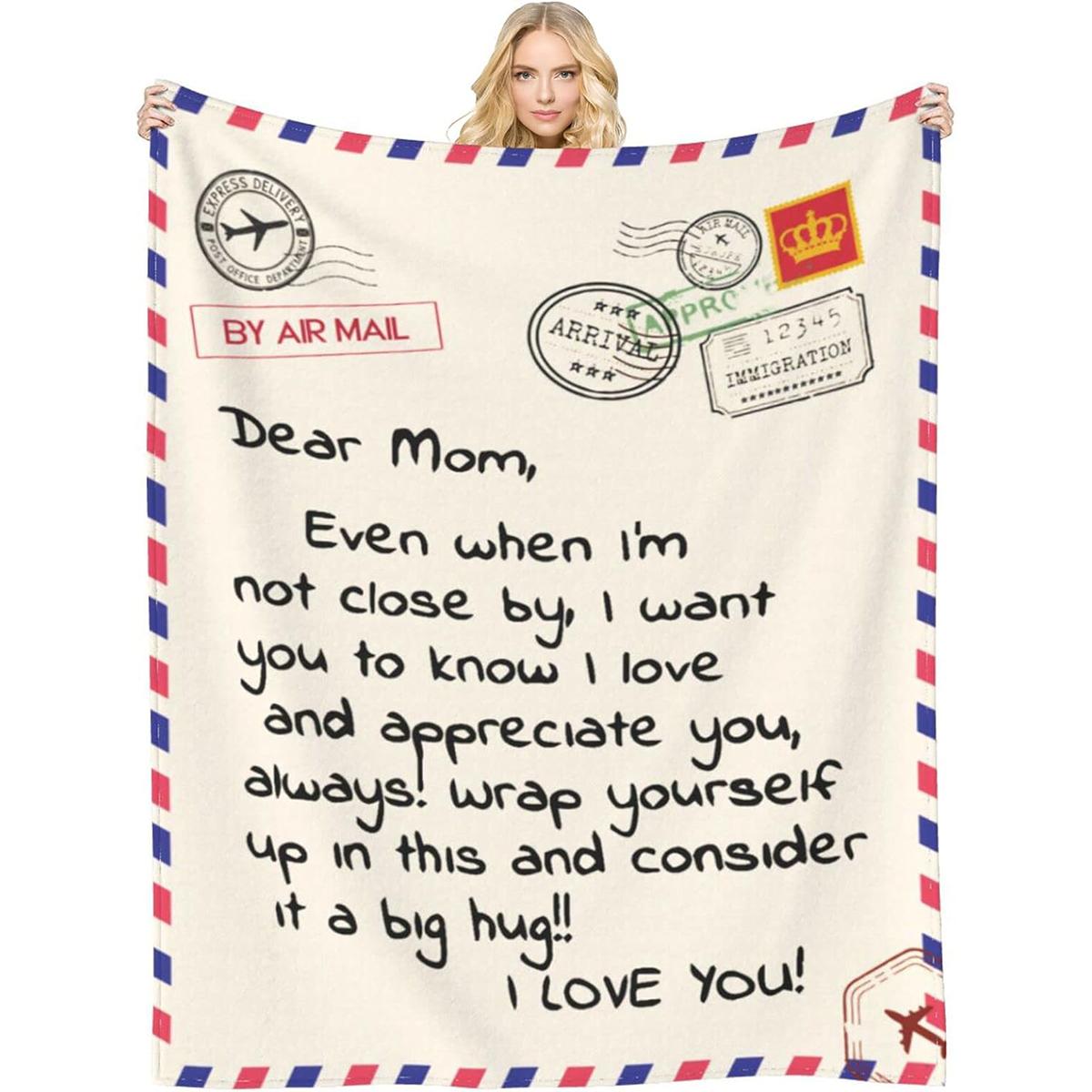 To Mom Throw Blanket for Mom, Gifts for Mom, Soft Comfortable Warm Throw, Air-conditioned Room Warm Nap Blanket for Home Office Travel, Heartfelt Gift Blanket, Bedroom Accessories, Christmas Gift, Birthday Gifts for Mom