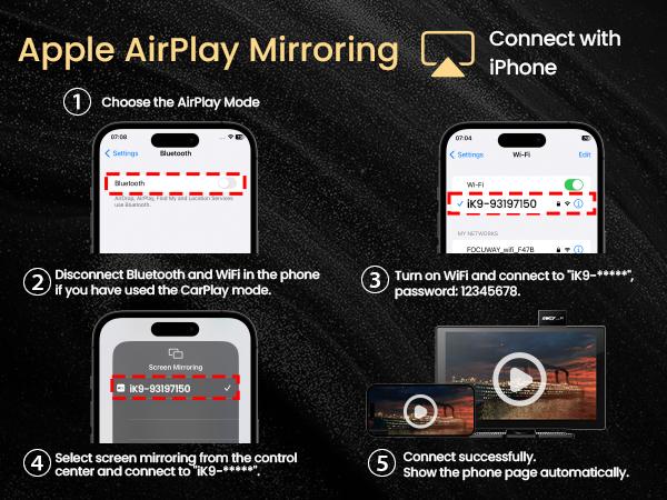 IK9 9" Wireless CarPlay & Android Auto Screen, Portable Car Stereo with 4K Dash Cam & 1080p Rear Camera, CarPlay with Backup Camera, Touch Screen GPS Display, Mirror Link, Apple Car Play Screen, Free 64GB