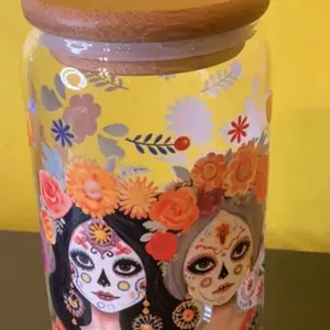 16 oz Libby Glass Cup - Dia de los Muertos