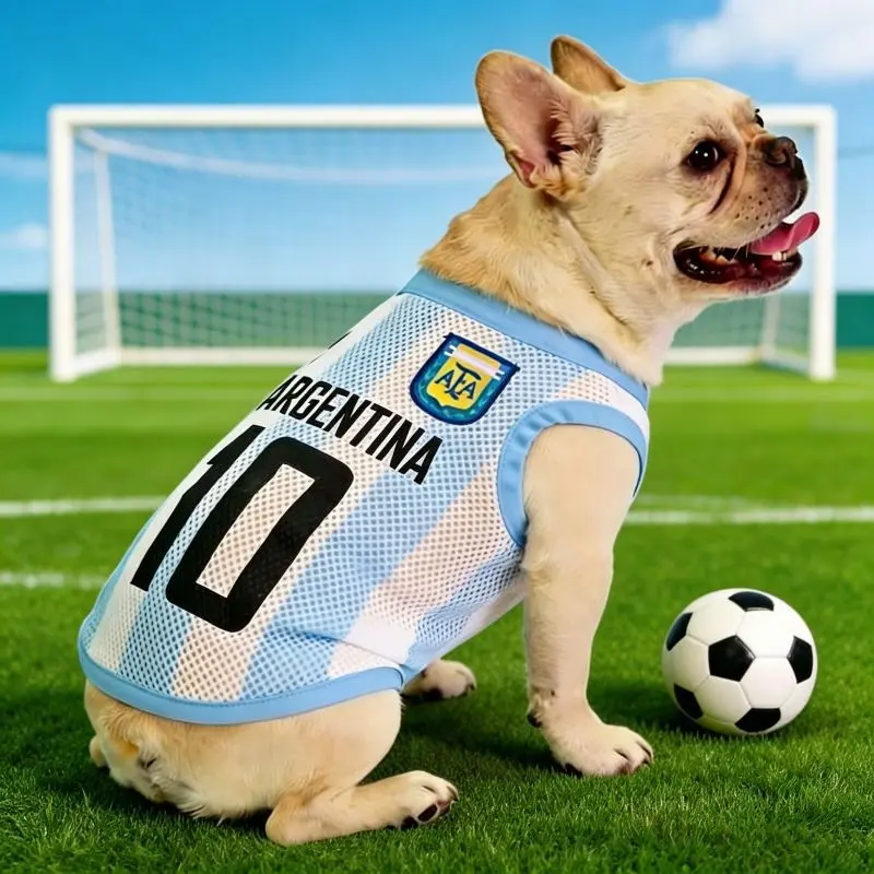 Pet Sports Jersey for Small Dogs – Mesh Breathable Dog Football Outfit, Fashionable Team Uniform Style Vest