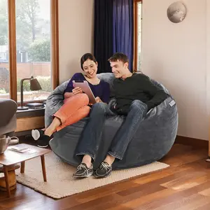 Large 4’ Bean Bag Chair for Kids, Teens, Adults, Memory Foam, Easy to Clean Washable Soft Suede Cover, Reinforced Zipper, Perfect for Living Room, Den, Bedroom, or Dorm, Light Grey comfy  furniture