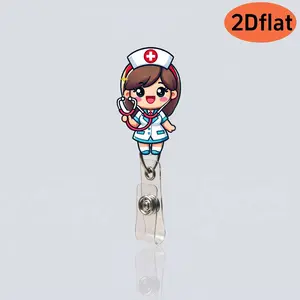 Non-3D Cartoon Stethoscope Nurse Extensible Clip, Extendable ID Holder, Medical Staff Gift, Badge Card Roll Stand, Doctor Rn Lpn Label Card Rack, Retractable Badge Holder