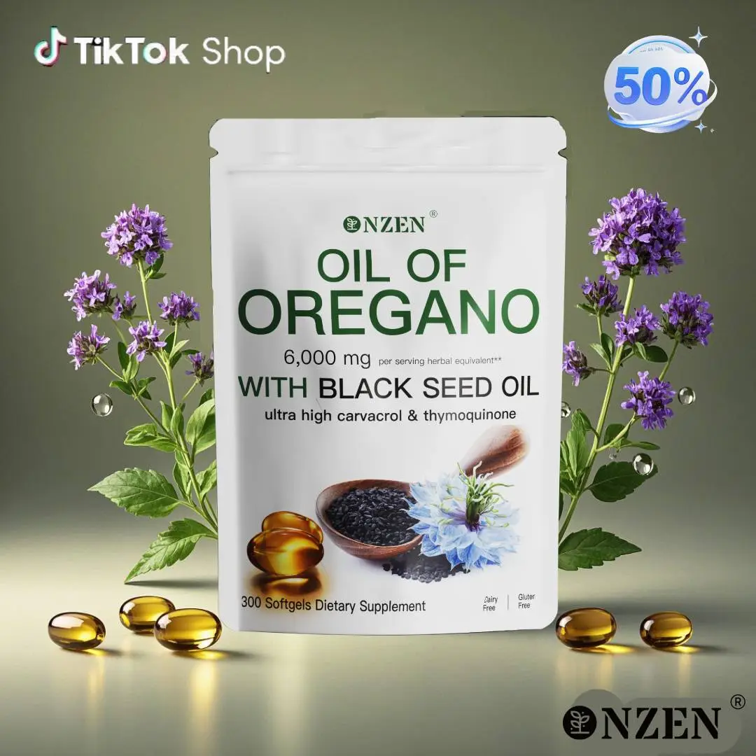NZEN Oil of Oregano with Black Seed Oil 300 Capsules | Natural Antioxidants | Nu...