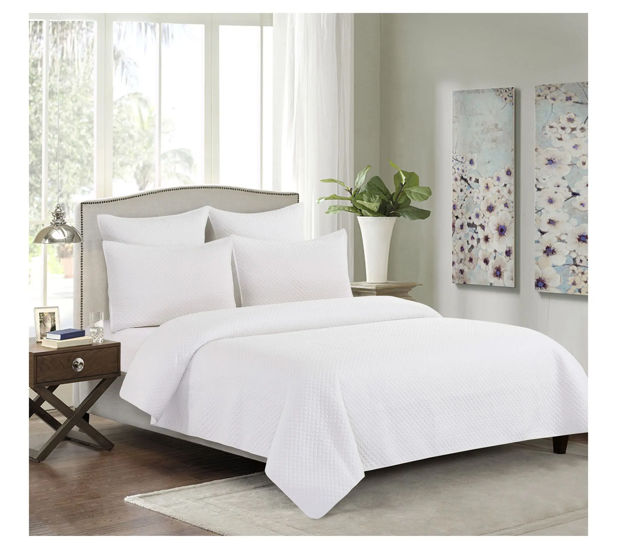 Kya White King 3 Piece Quilt Set by Valerie