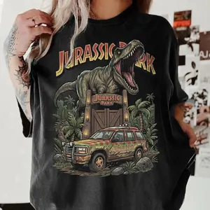Vintage Jurassic Park Shirt, Retro Jurassic Park Entrance Tour Tee, T Rex Dinosaur Jurassic World Movie Fan Gift Shirt