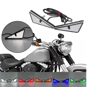 FCCEMC Universal Motorcycle LED Devil'Eyes Lights Demon Eyes Headlight Motorcycle Mini Projector Lens Lamp Car Decoration Lights