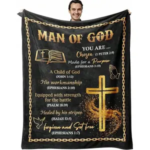 God Blanket - Christian/Religious/Inspirational/Bible/Inspirational/Spiritual/Faith Based/Catholic Gifts For Men - Mens Christian Gifts - Pastor Appreciation Gifts, Cozy Soft Flannel Blanket