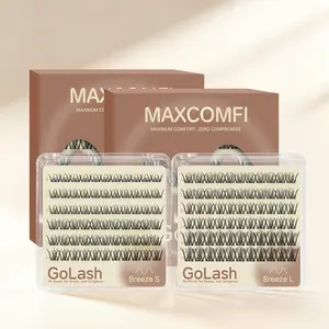 Glueless Lashes Breeze | Maxcomfi Adhesive-Free Lash Clusters, No Glue False Eyelashes, Adhesive-Free Eye Lashes Extensions, Easy-Stick Peel & Wear Glue-Free Premium BASF Fiber Makeup Comfortable Soft Lightweight False Eyelashes For All Eye Shapes