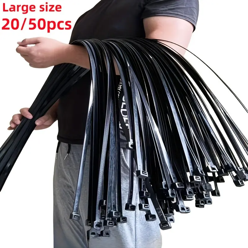 20/50pcs Industrial Grade Nylon Cable Tie Straps, Reusable Adjustable Length, Multi-Purpose Self-Locking Design for Outdoor & Indoor Use Installation