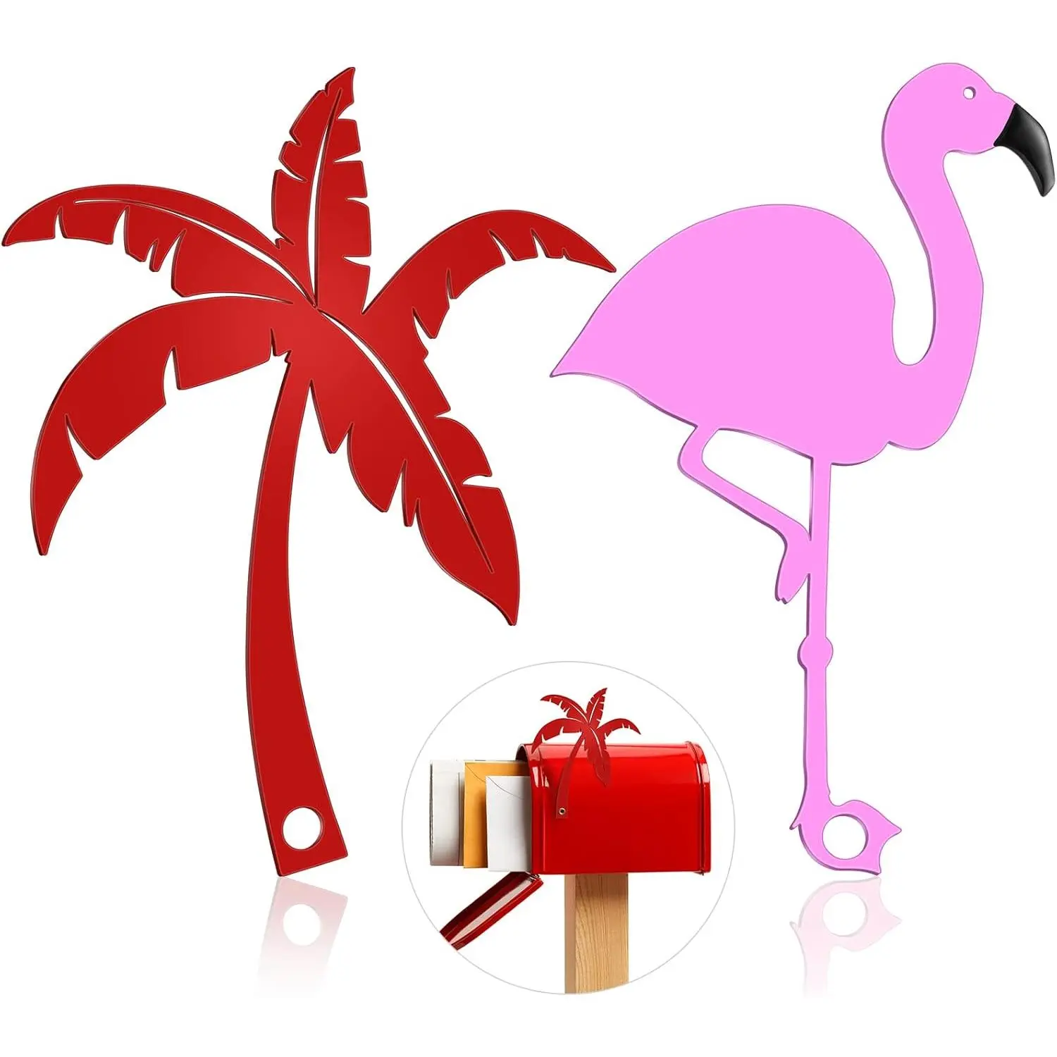 2 count Mailbox Flags  Coconut Tree Mailbox Replacement Flags for Roadside Mailbox Flag Replacement Metal Mail Box Flag Decorations for Brick Mailbox Hardware, 2 Styles