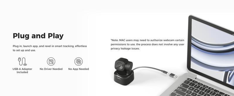 OBSBOT Tiny SE 1080P Webcam 100 FPS with AI Tracking, 1/2.8" Sensor, Gesture Control, Dual ISO, DOL HDR, Web Camera for Desktop and Laptop Use