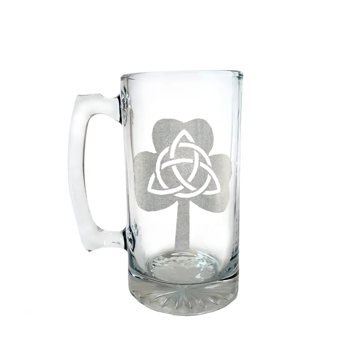 26 oz Trinity Clover Engraved Stein Glass