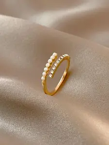 Faux Pearl Decorated Ring, Simple And Elegant Accessories For Women, All-match Cuff Ring For Girls & Teenagers Gift