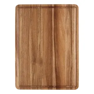 Extra Large Acacia Wood Cutting Board for Kitchen - 20 x 15Inch Reversible Butcher Block - Deep Juice Groove, Side Handles, Chopping Board for Meat, Vegetables