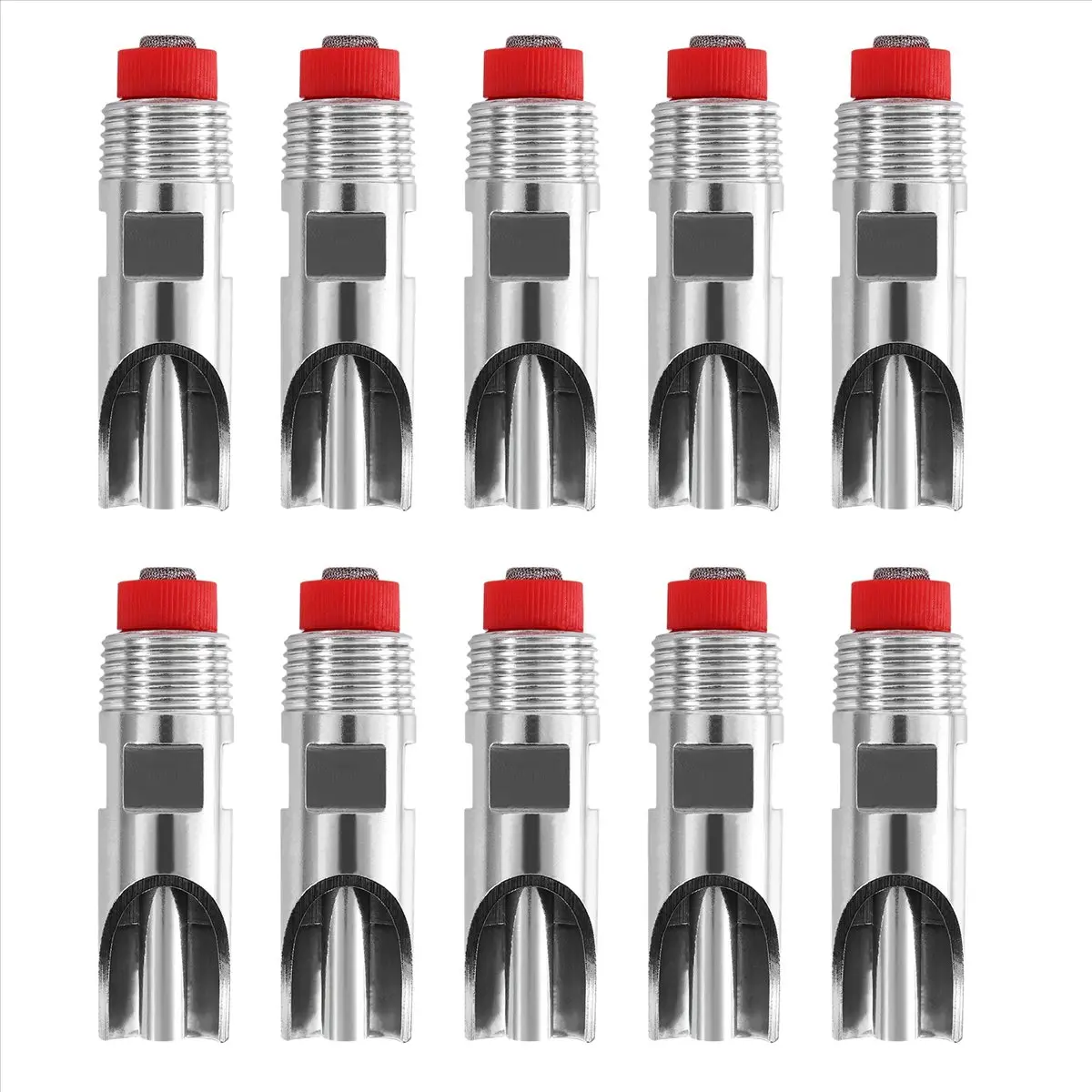 10-Pack Stainless Steel Automatic Pig Nipple Feeder Water Dispensers - Dome, Spring, Durable, Adjustable Flow Rate, Wrench Body Installation, Wear-Resistant, Solid Piece Accessory for Finisher Pigs Household Appliances
