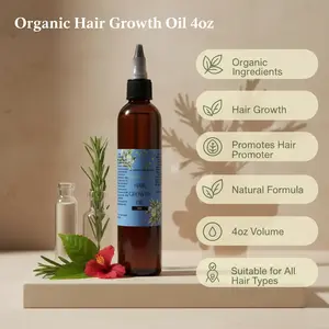 All Organic Hair Growth Oil 4oz Natural Formula with Jojoba & Castor Oils for All Hair Types Organic Ingredients Hair Growth Promoter
