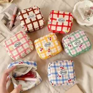 Small Cosmetic Pouch for Purse, Mini Makeup Bag with Compartments, Pockets Sanitary Napkin Pouch, Cute Zipper Lipstick Holder
