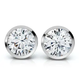Certified 6Ct TW Martini Bezel Diamond Studs 14k Gold Lab Grown
