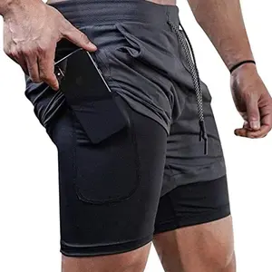 Surenow Mens Running Shorts，Workout Running Shorts for Men，2-In-1 Stealth Shorts，7-Inch Gym Yoga Outdoor Sports Shorts Surenow