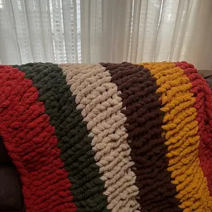Chunky chenille yarn  warm blanket or throw in