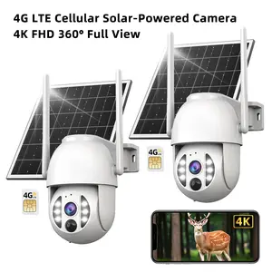 【JOOAN 4K HD 360° View 4G LTE Cellular Solar Security Camera】No WiFi, Wireless, IP66 Waterproof, PIR Human Detection, Color Night Vision, Remote APP Controlled, Includes 4G Data Card, Continuous Solar Power, Supports SD Card, Alexa Compatible