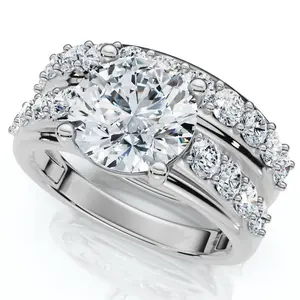 Certified 2 1/2Ct Diamond Engagement Wedding Ring Set 14k Gold Lab Grown