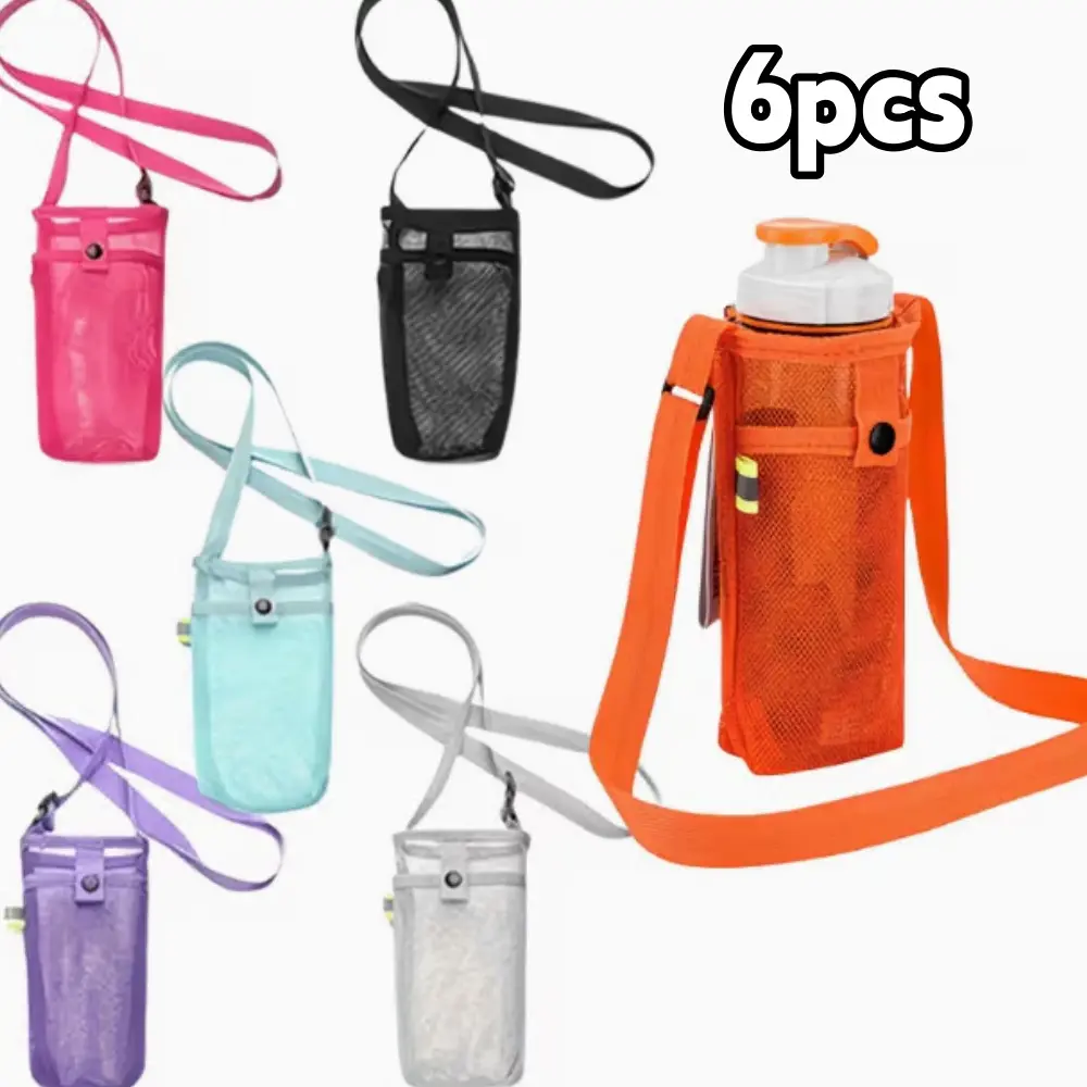 6pcs Nylon Sleeve for Water Bottles, Featuring an Adjustable Strap And a Protective Cover. Comes with a Carrier Pouch, But Does Not Include a Water Bottle, Suitable for Sports, Gym, Hiking, Camping,, Bottle Holder