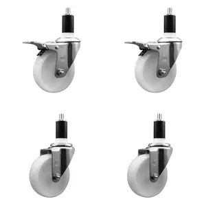 Service Caster SCC-EXTTL20S414-NYS-2-S-2-138 Nylon Swivel Expanding Stem Caster - Lockable 4 in. White Swivel Wheels, 1.38 in. Stems, Furniture Moving Wheel Set of 4