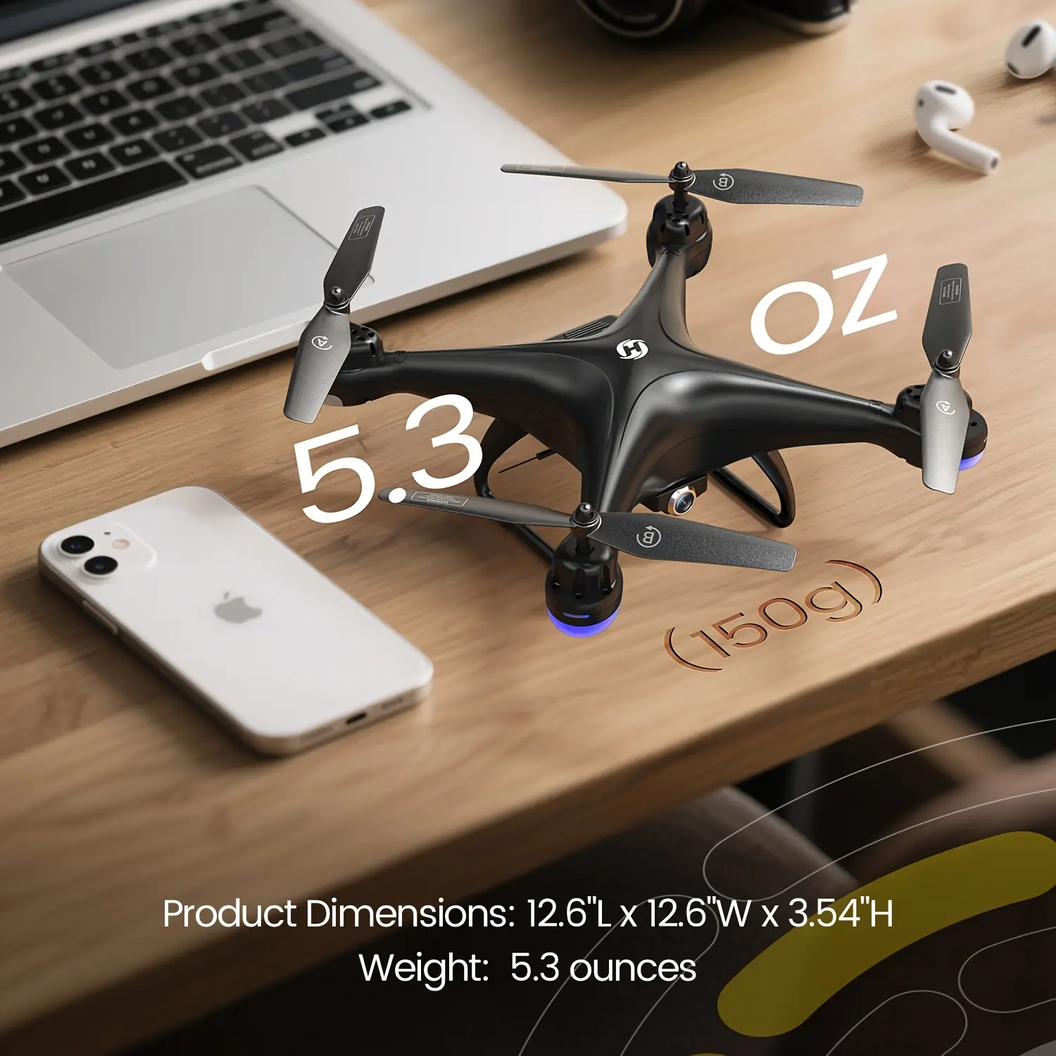 Holy Stone HS110D Beginner FPV WiFi Quadcopter Drone - 1080P HD Camera (120-Degree Wide-Angle, HD Video), Gravity Sensor, Voice/Gesture Control, Altitude Hold, Headless Mode, 3D Flip, App-Based Mobile Control, 2x Batteries, Charging Support, Ready-to-Fly