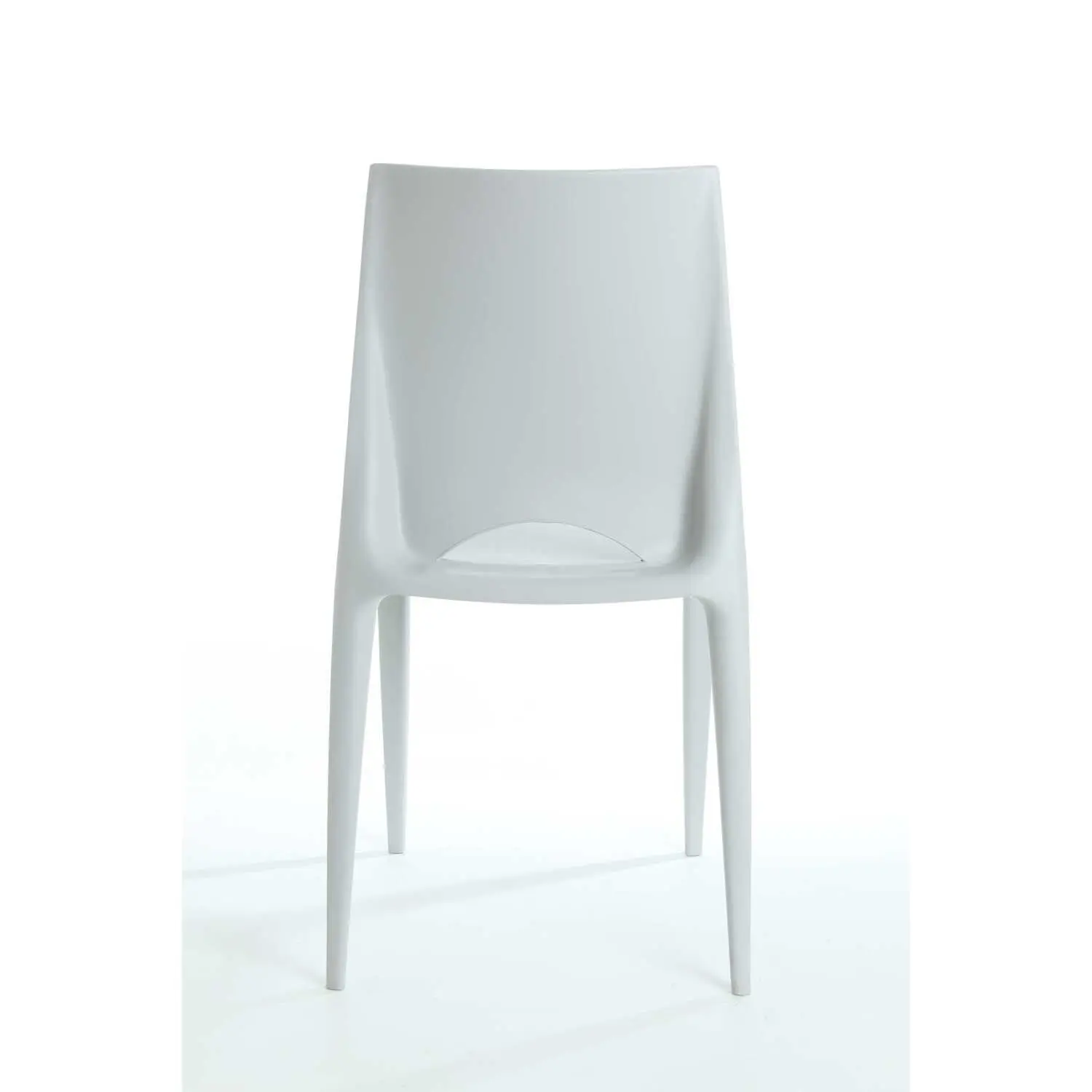 Armless Crescent-Shaped Light Grey Commercial Polypropylene Resin Stacking Chair - RPP-Crescent-LG, 17 in. Width, 16 in. Seat Height, 32 in. Tall, 6 Units Stacks High, Curved Back, 1-Piece Indoor Chair