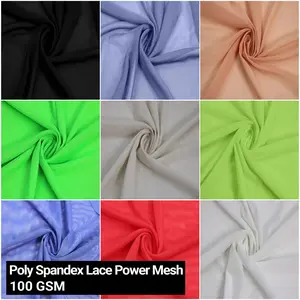 Multicolor for Apparel, Headbands, Bridal Wear & Accessories Fabric by the Yard (100 GSM) - 60" Wide Poly Spandex Lace Power Mesh,  Lightweight, 4-Way Stretch, Breathable - SKU - 453