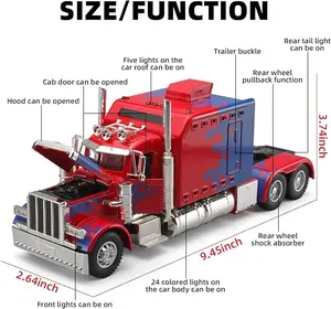 Semi Truck Toys for Boys Heavy Truck Tow Truck Toy,Metal Diecast Trucks Model with Light and Sound Pull Back Semi Truck Toy,Truck and Trailer Toys for Boys,Toy Trucks for Boys Age 4-7