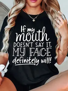 If My Mouth Doesn'T Speak, My Face Surely Will. This Cool And Versatile Round-Neck Top Features a Letter Print