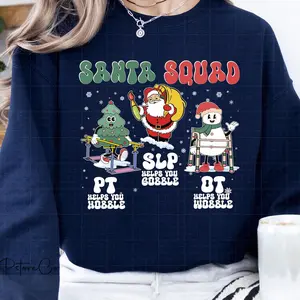 SLP OT PT Santa Squad Christmas Sweatshirt, Slp Ot Pt Christmas Shirt, Speech Therapy Tee, Occupational Therapy Shirt, Physical Therapy Gift CO
