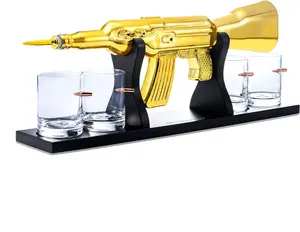 Golden AK Whiskey Ensemble with Bullet Glasses