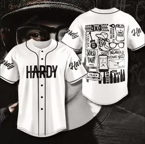 HARDY Inspired Baseball Jersey, Concert Tour Style Button Down Music Jersey Shirt