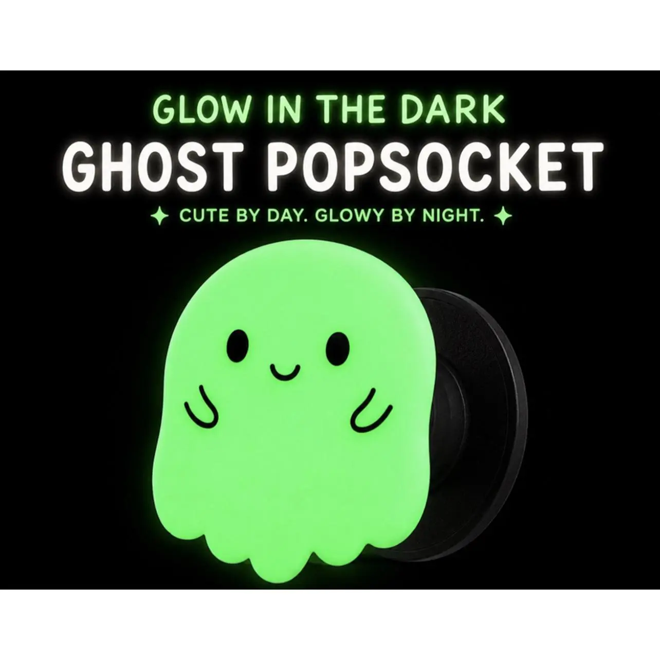Glow in the Dark Ghost PopSocket 3D Printed Phone Accessory Cute by Day Glow by Night